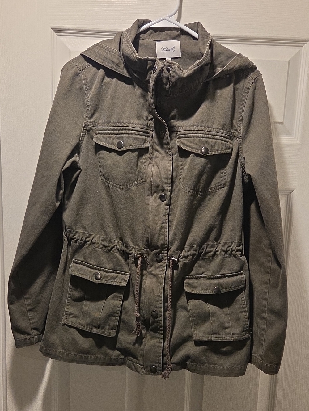 Kismet Olive Green 100% Cotton Lightweight Utility Jacket - Size Large